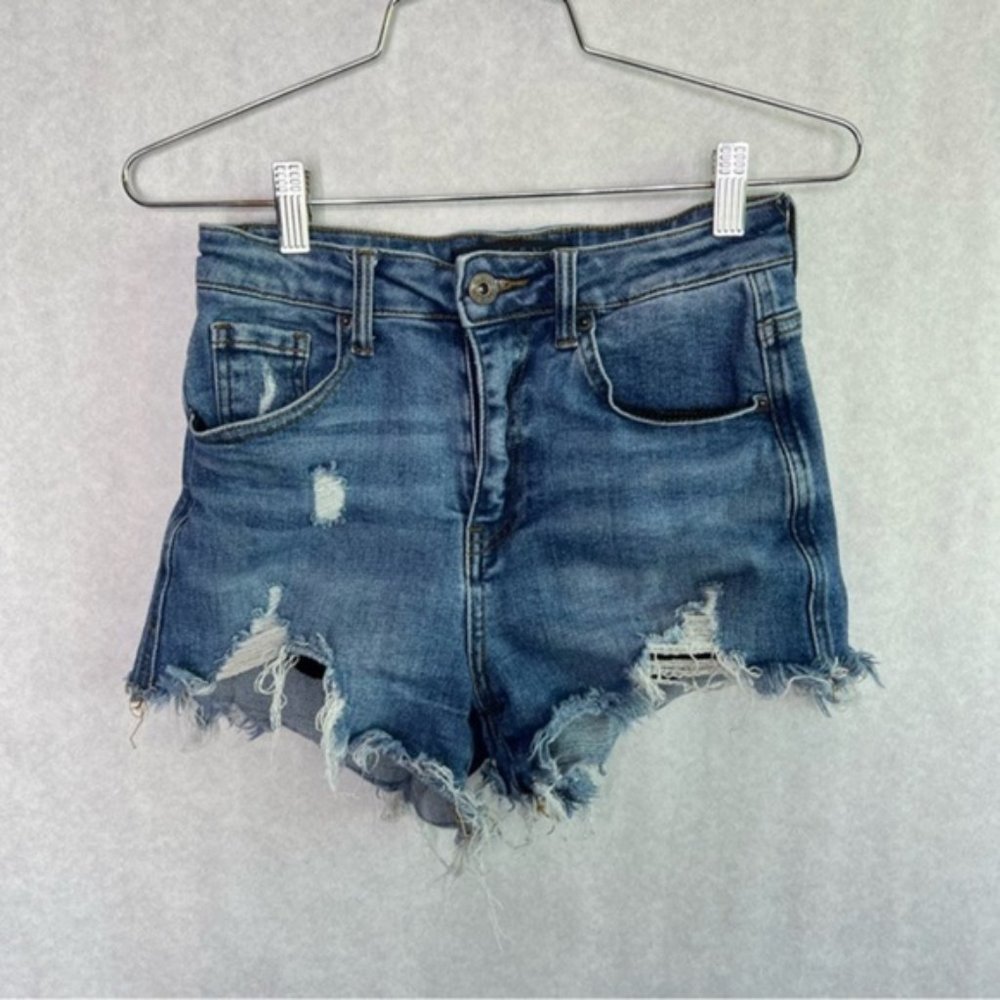 Rise jean shorts small distressed size small
